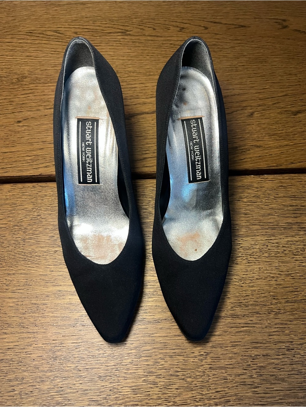Vintage Stuart Weitzman Black Fabric Heel Pumps Size 6.5
